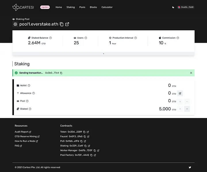 how can I  stake cartesi step by step